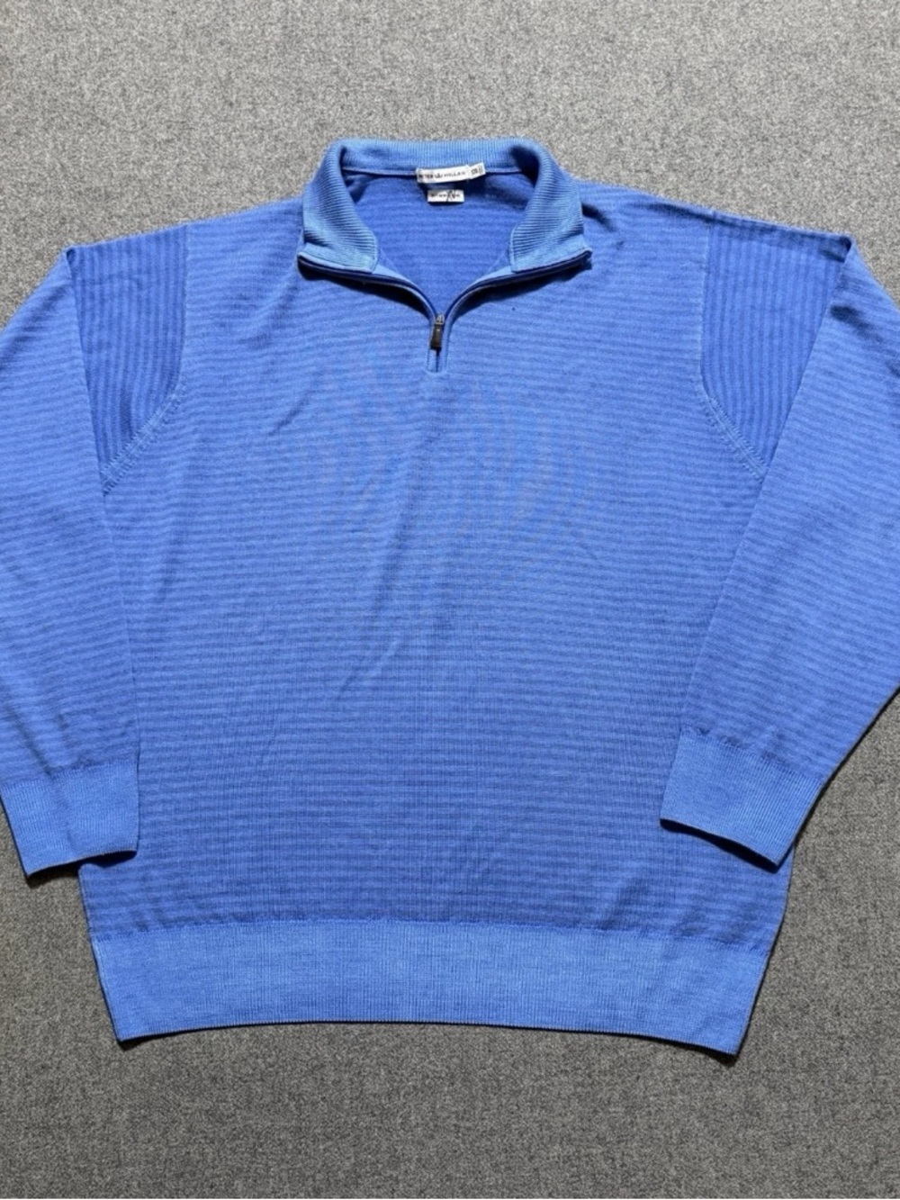 Peter Millar Quarter Zip Striped Collared Sweater Merino Wool Men’s XL Blue